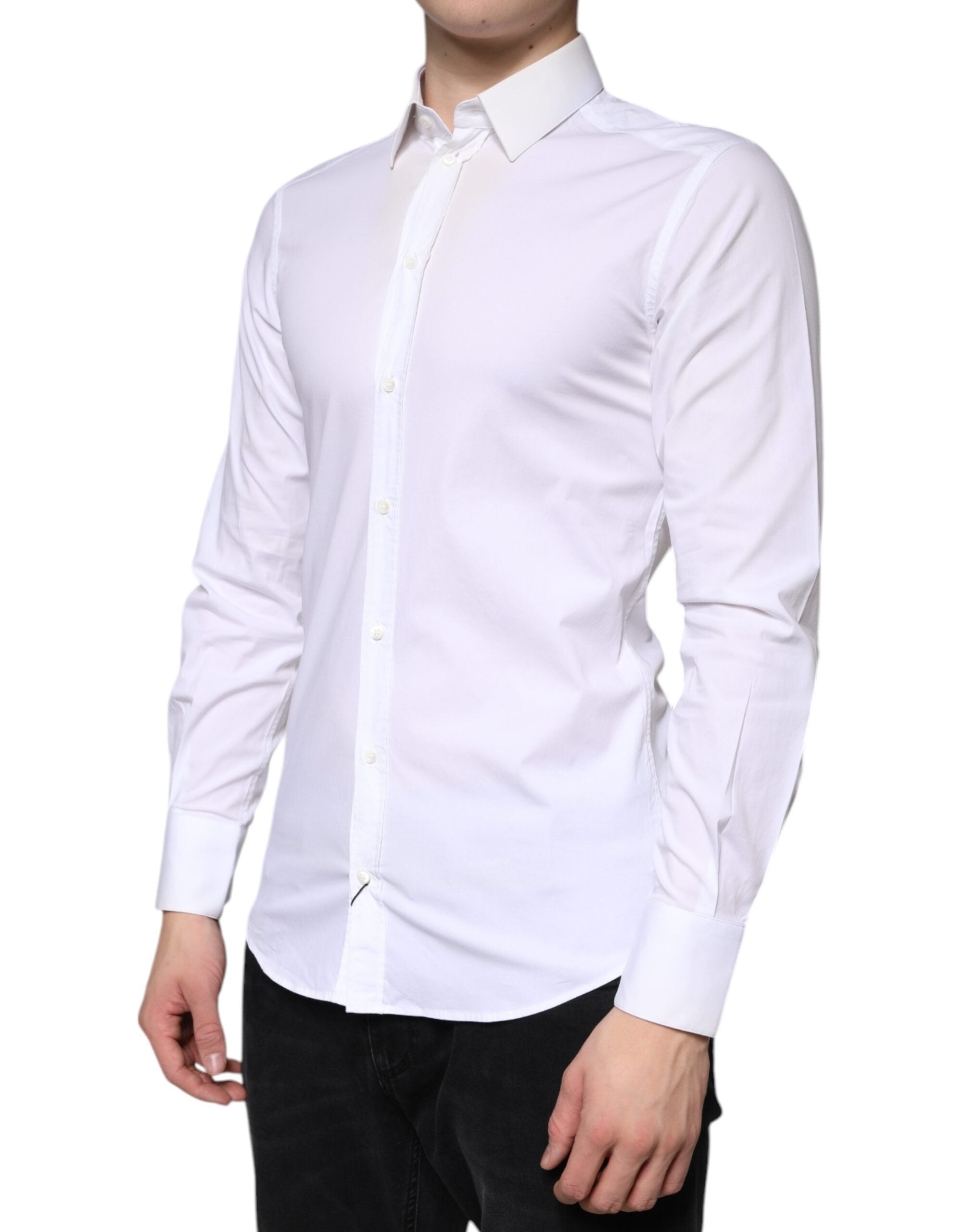 Dolce & Gabbana White formal men's shirt GOLD made of cotton